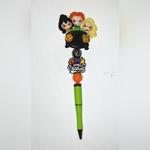 Custom Made Adorable Witch Sisters Beaded Pen w/Free Ink Refill Hocus Pocus